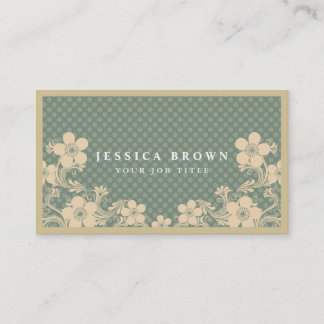 Elegant vintageblommigt & polka dotsvisitkort visitkort
