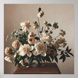 Elegant vintageinspirerad blomstermjuk delikat poster