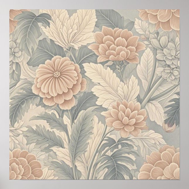Elegant vintageinspirerad blomstermjuk delikat poster (Framsidan)