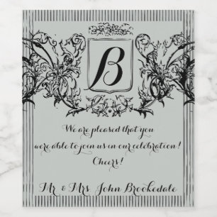 Elegant vintageMonogramdesign Vinflaska Etikett