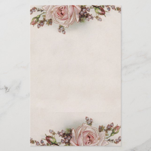 Elegant vintagerosa rosbrevpapper brevpapper (Framsida)