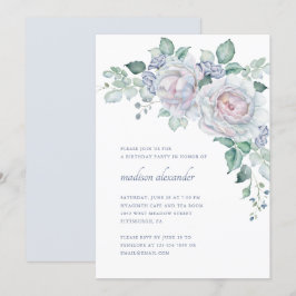 Elegant Vintageutseende Blommig Födelsedagsfest Inbjudningar