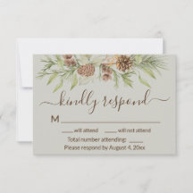 Elegant vinter beige tall bröllop RSVP-kort