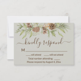 Elegant vinter beige tall bröllop RSVP-kort Tack Kort