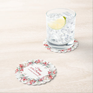 Elegant Vinter Berry Botanisk 80-årsdag Underlägg Papper