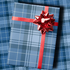 Elegant vinter blå tartan rutig könsneutral presentpapper