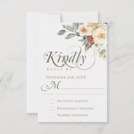 Elegant Vinter Blommig Kalligrafi Skript Bröllop OSA Kort