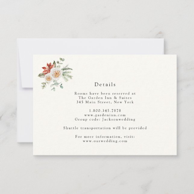 Elegant vinter blomster och grönska detaljer kort (Framsida)