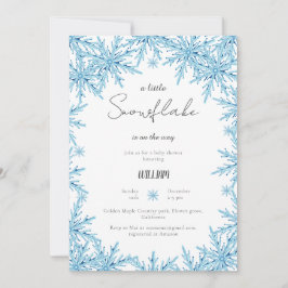Elegant Vinter Blue Little Snowflake Baby Shower Inbjudningar