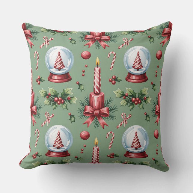 Elegant Vinter Botanisk julklapp Kudde (Framsida)