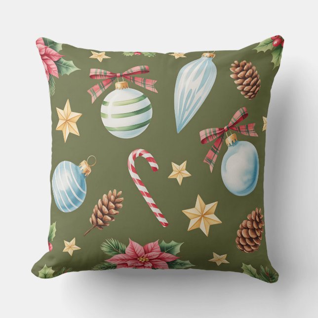 Elegant Vinter Botanisk julklapp Kudde (Framsida)