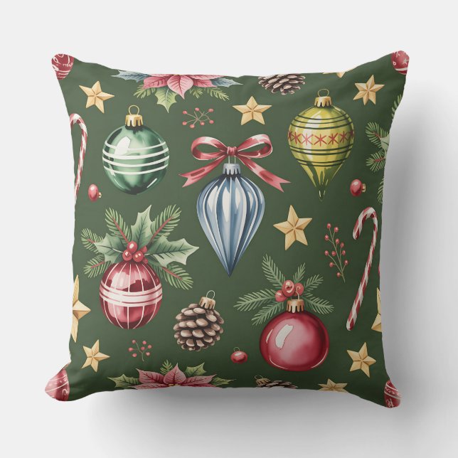 Elegant Vinter Botanisk julklapp Kudde (Framsida)