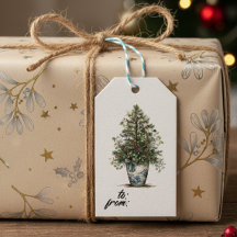 Elegant vinter botanisk presenttagg med tall