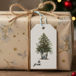Elegant vinter botanisk presenttagg med tall presentetikett