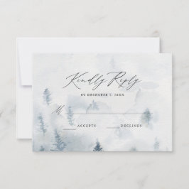 Elegant Vinter Bröllop Svarskort OSA Kort
