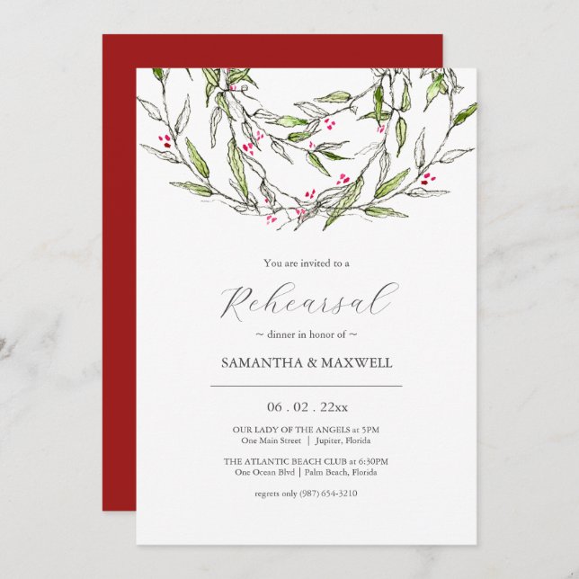 Elegant Vinter-bröllopsmiddag Inbjudningar (Fram/baksida)