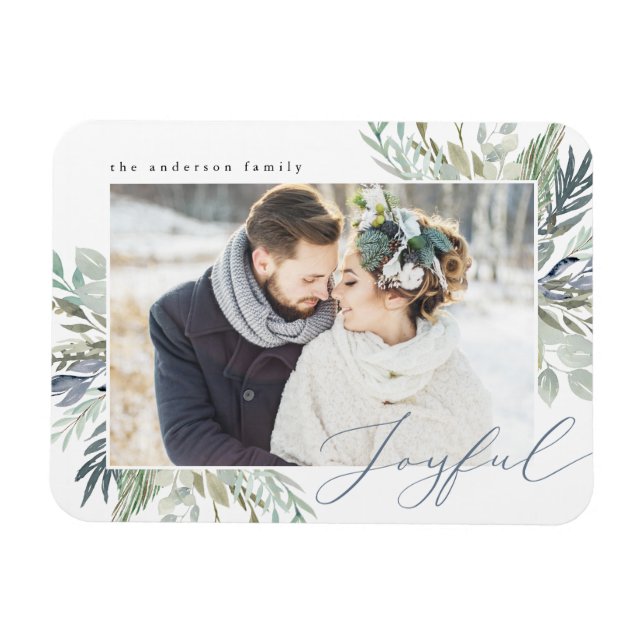 Elegant Vinter Foliage | Helgdag Photo Magnet (Horisontell)