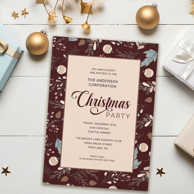 Elegant Vinter Foliage Office jul Party Inbjudningar (Skapare uppladdad)