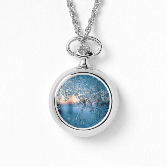 Elegant vinter frostad glas is kristaller armbandsur (Framsida)
