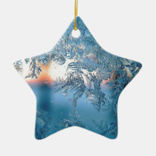 Elegant vinter frostad glas is kristaller julgransprydnad keramik