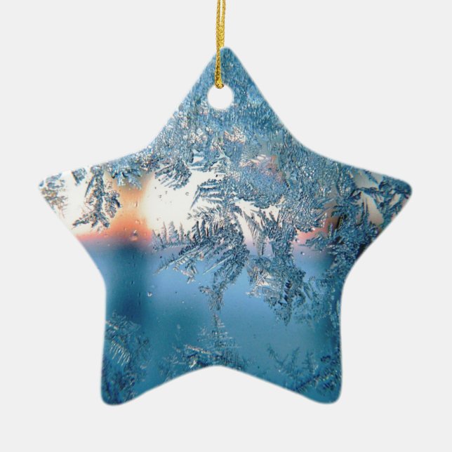 Elegant vinter frostad glas is kristaller julgransprydnad keramik (Framsidan)