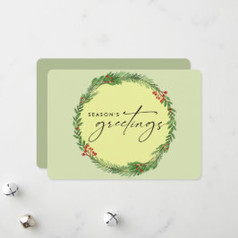 Elegant Vinter Grönskande Krans Företag ADD LOGO Julkort