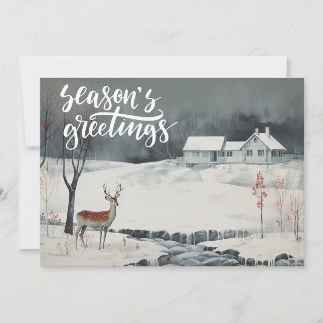 Elegant Vinter Hjort Julhälsningar  Julkort (Framsida)