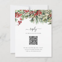 Elegant Vinter Jul Holiday QR-kod Bröllop