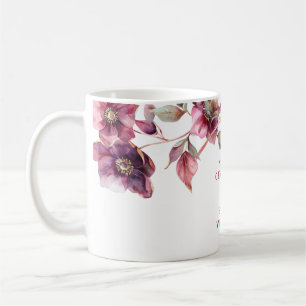 Elegant vinter julros blommande burgunderröd bröll kaffemugg