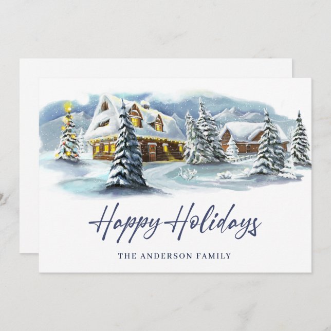 Elegant Vinter Land Julhälsning Julkort (Fram/baksida)