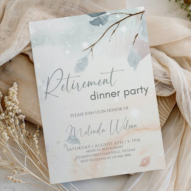 Elegant Vinter Marmorerad Pensionärsdinertillställ Inbjudningar (Skapare uppladdad)