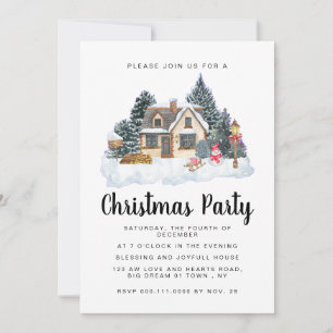Elegant Vinter Nostalgisk Vintage Julfest Inbjudningar