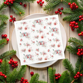 Elegant vinter röd blomsterbröllopsdusch pappersservett