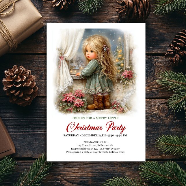Elegant vinter scen flicka klassisk höstinbjudan inbjudningar (Graceful Winter Scene Girl Classic Holiday Invite

)