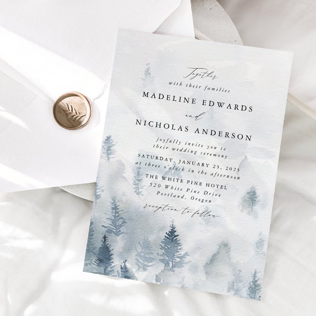 Elegant Vinter Skog Bröllop Inbjudningar (Skapare uppladdad)