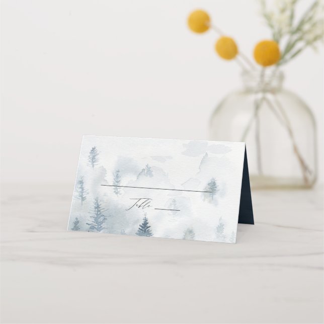 Elegant Vinter Skog Bröllops Bordskort Placeringskort (Framsida)