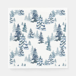 Elegant vinter skog snöig gran skog jul pappersservett