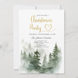 Elegant vinter skog tallar julfest inbjudningar