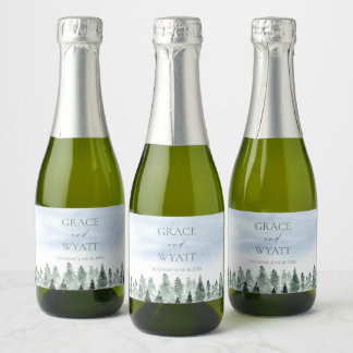 Elegant Vinter Snö Gröna Tallar Bröllop