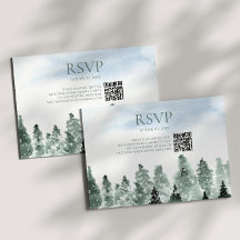 Elegant vinter snö tallar bröllop QR-kod