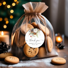 Elegant vinter städsegrön bröllopsdusch Tacksamhet Runt Klistermärke