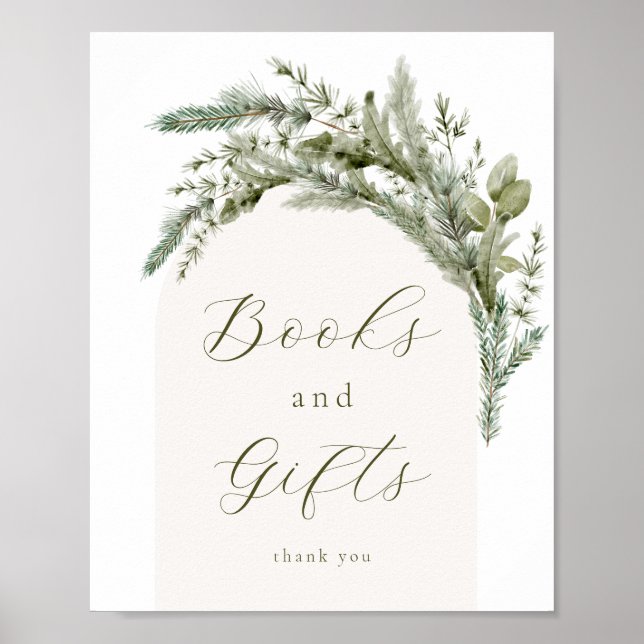 Elegant vinter städsegrön valv Böcker och gåvor sk Poster (Framsidan)
