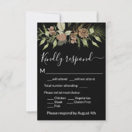 Elegant vinter svart tall RSVP-kort OSA Kort