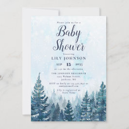 Elegant vinter tall skog baby dusch inbjudningar