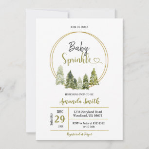 Elegant vinter tallskog baby sprinkle inbjudningar