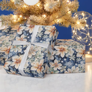 Elegant vinter vattenfärg krämfärgade julstjärna & presentpapper