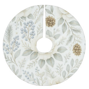 Elegant Vinter Viskning Blommig Jul Julgransmatta Borstad Polyester