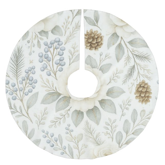 Elegant Vinter Viskning Blommig Jul Julgransmatta Borstad Polyester (Framsidan)