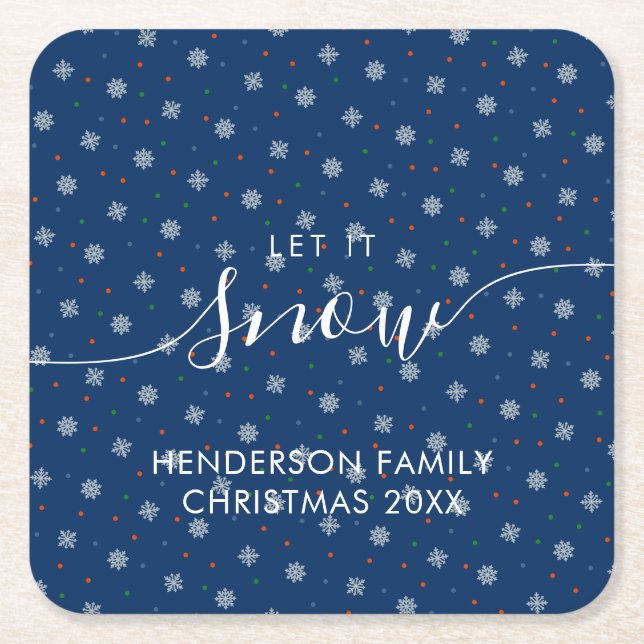 Elegant vinteranpassningsbar snöflingor underlägg papper kvadrat (Framsidan)