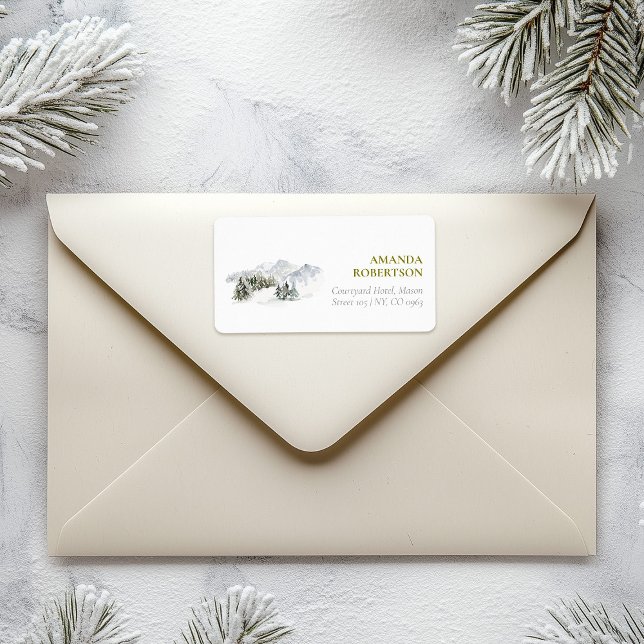 Elegant Vinterbergsjul Adressetikett (Skapare uppladdad)